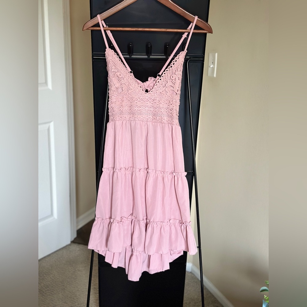 Feminine & flirty blush pink lace sundress